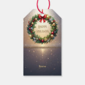 Étiquette de cadeau de Noël festive Couronne (Dos)