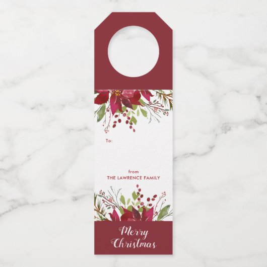 Étiquette de cadeau de Noël Fleur de Noël aquarell (Devant)