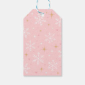 Étiquette de cadeau de Noël flocon de neige rose e (Dos)