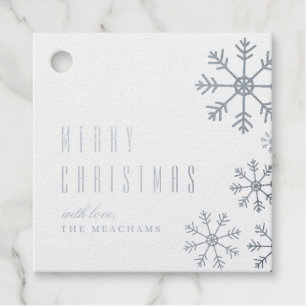 Étiquette de cadeau de Noël flocons de neige en fe