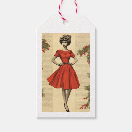 Étiquette de cadeau de Noël inspirée de l'ancien (Devant)