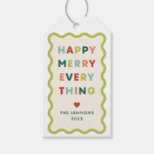 Étiquette de cadeau de Noël Joyeuse Vague en Ivoir (Devant)