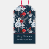 Étiquette de cadeau de Noël joyeux au feuillage bl (Devant)