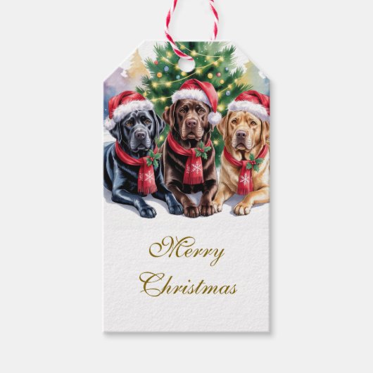 Étiquette de cadeau de Noël Labrador (Devant)