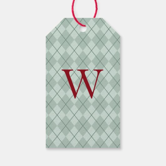 Étiquette de cadeau de Noël Monogram Green (Dos)