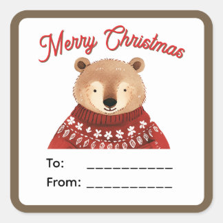 Étiquette de cadeau de Noël Ourson Mignon (D)