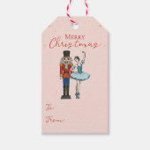 Étiquette de cadeau de Noël Pink Nutcracker Ballet (Devant)