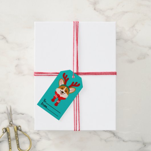 Étiquette de cadeau de Noël pour chien Corgi (Avec de la ficelle)