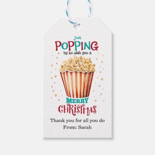Étiquette de cadeau de Noël pour enseignant au pop (Devant)