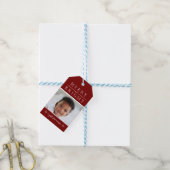 Étiquette de cadeau de Noël rouge (Avec de laficelle)