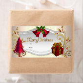 Étiquette de Cadeau de Noël Rouge Blanc Xmas (En situation)