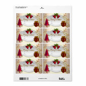 Étiquette de Cadeau de Noël Rouge Blanc Xmas (Feuille entière)