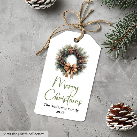 Étiquette de cadeau de Noël rustique neutre bohème