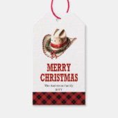 Étiquette de cadeau de Noël rustique western avec (Devant)