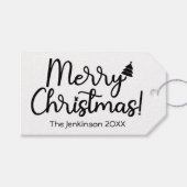 Étiquette de cadeau de Noël simple noire (Devant (Horizontal))