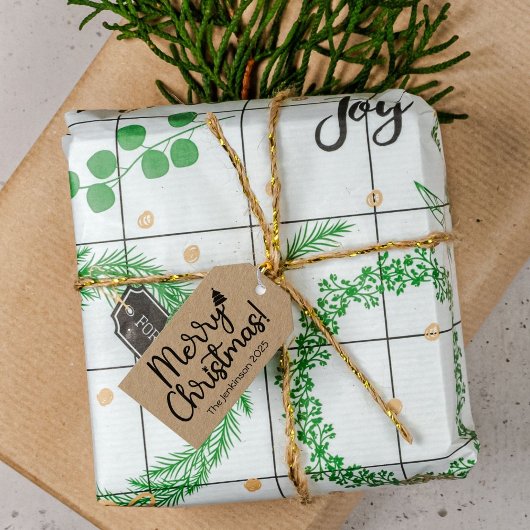 Étiquette de cadeau de Noël simple noire