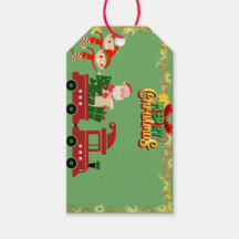 Étiquette de cadeau de Noël Train Santa Classique 
