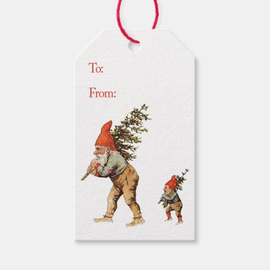 Étiquette de cadeau de Noël vintage gnomes (Devant)