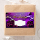 Étiquette de cadeau de Noël violet blanc Christmas (En situation)