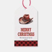 Étiquette de cadeau de Noël western classique nom (Devant)