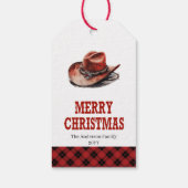 Étiquette de cadeau de Noël western classique nom (Dos)