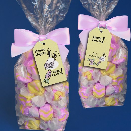 Étiquette de Cadeau de Pâques Lapin Rétro Fleur Po