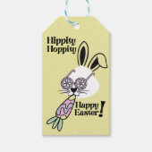 Étiquette de Cadeau de Pâques Lapin Rétro Fleur Po (Devant)