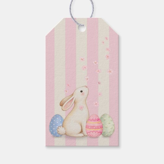Étiquette de cadeau de Pâques rayée pastel avec un (Devant)