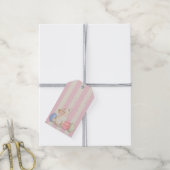 Étiquette de cadeau de Pâques rayée pastel avec un (Avec de la ficelle)