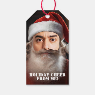 Étiquette de cadeau de Père Noël secret drôle. Ajo