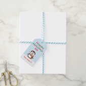 Étiquette de cadeau de pingouin mignon Joyeuses Fê (Avec de laficelle)