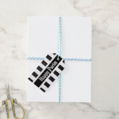Étiquette de cadeau de Pourim joyeuse rayée noir b (With Twine)