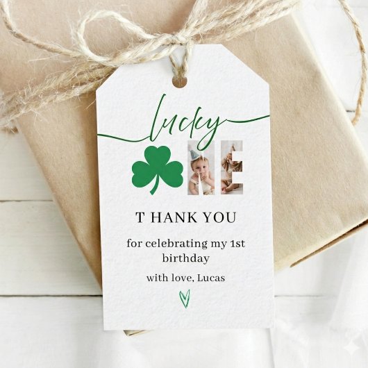 Étiquette de cadeau de premier anniversaire Lucky