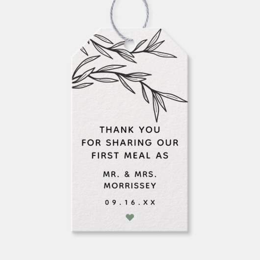 Étiquette de cadeau de premier repas de mariage à  (Devant)