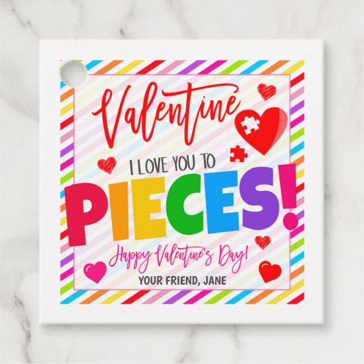 Étiquette de cadeau de puzzle de la Saint-Valentin (Devant)