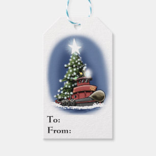 Étiquette de cadeau de remorqueur de Noël