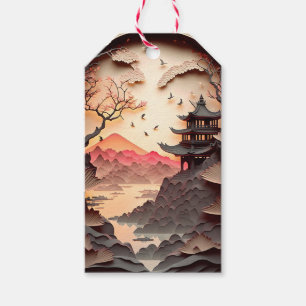Étiquette de cadeau de scène chinoise ancienne en 