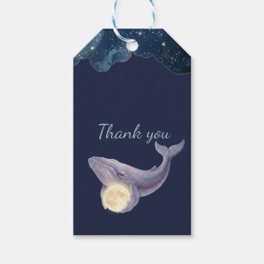 Étiquette de cadeau de shower de bébé Lune Céleste (Devant)