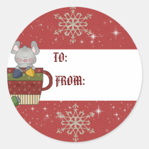 Étiquette de cadeau de souris de Noël