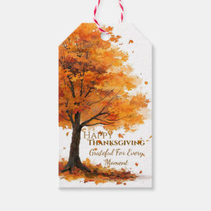 Étiquette de cadeau de Thanksgiving arbre automnal