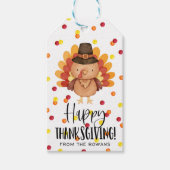 Étiquette de cadeau de Thanksgiving joyeux Dinde (Devant)