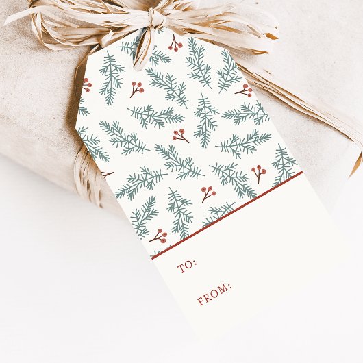 Étiquette de cadeau de vacances botanique