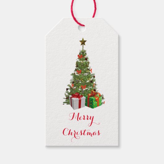 Étiquette de cadeau de vacances d'arbre de Noël fe (Devant)