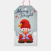 Étiquette de cadeau de vacances de gnome joyeux et (Devant)