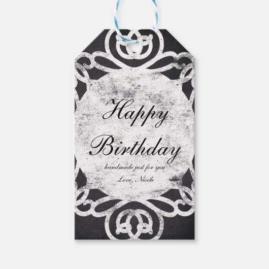 Étiquette de cadeau de vacances élégante de cadre  (Devant)