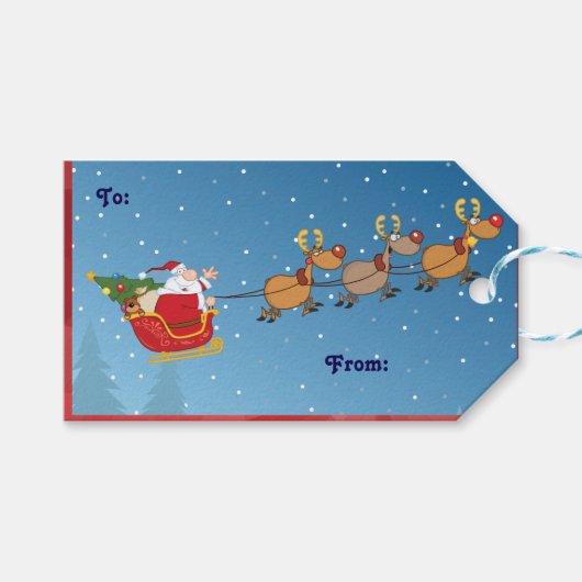 Étiquette de cadeau de vacances festive (Devant (Horizontal))