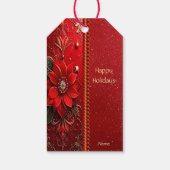 Étiquette de cadeau de vacances Fleur Rouge (Dos)