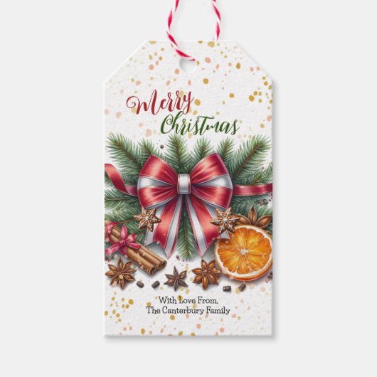 Étiquette de cadeau d'éléments naturels de Noël (Devant)