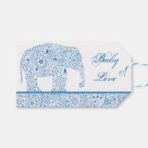 Étiquette de cadeau d'éléphant d'amour de béb
