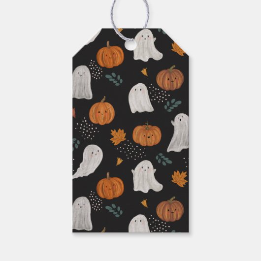 Étiquette de cadeau d'Halloween – Fantômes, citrou (Devant)